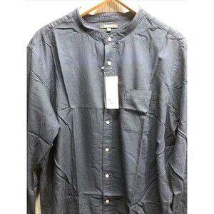 Uniqlo Men’s Soft Twill Shirt Size XXL Blue Stand Collar Long Sleeve NWT